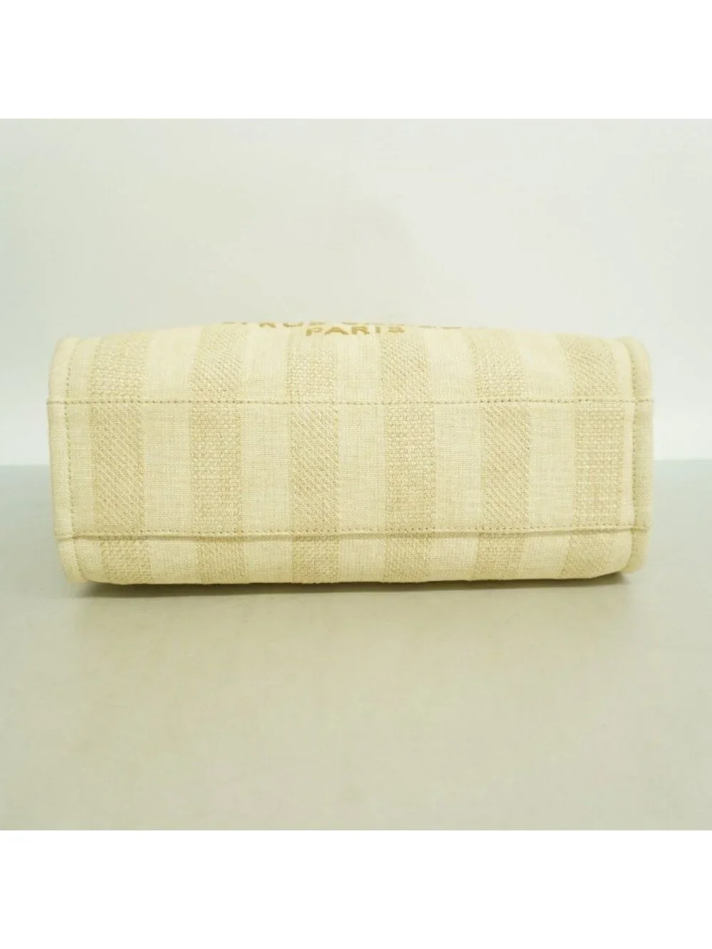 Chanel Chain Tote Deauville Straw Beige Champagne Gold
